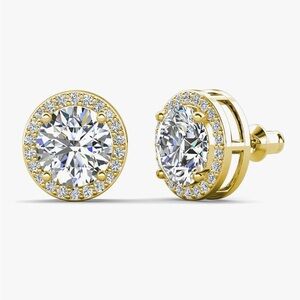 NEW- Cate & Chloe Ariel 18K Gold-Plated Halo Stud Earrings